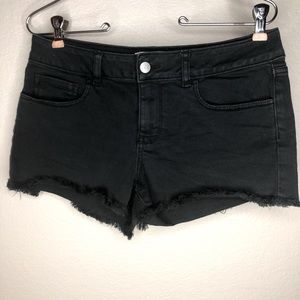 Victoria's Secret Pink black Denim Frayed Hem bootie shorts short